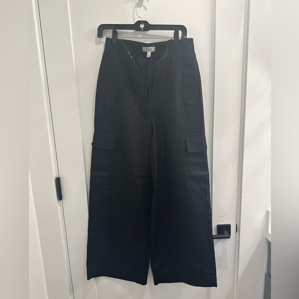 COS High Waisted Linen Cargo Pants Size US 6